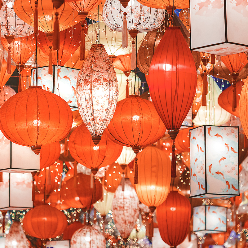 Japanese Lantern Paper - Retro โคมไฟจีนแบบดั้งเดิมญี่ปุ่นเวียดนามโคมไฟผ้าไหมระเบียงกลางแจ้งปาร์ตี้เทศกาลฤดูใบไม้ผลิปีใหม่แขวนโคมไฟ