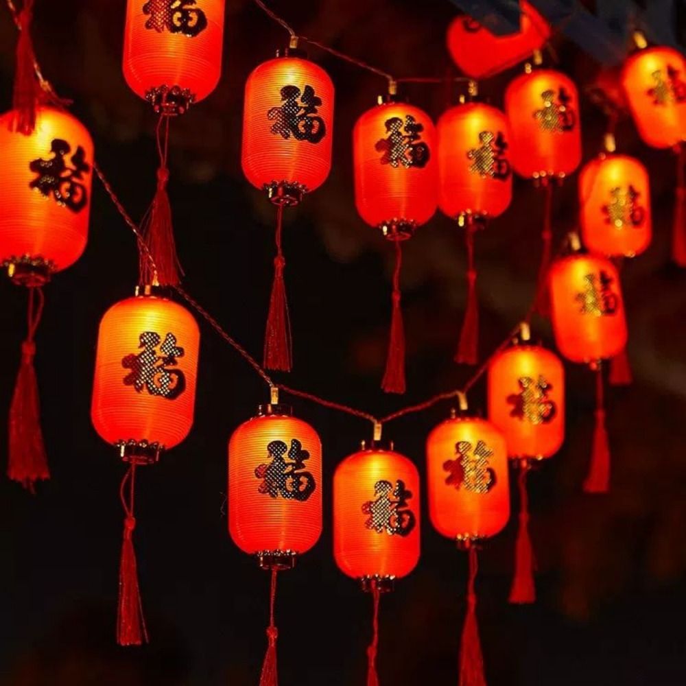 Japanese Lantern Paper - ไฟ LED ประดับตกแต่งเชือกเทียนสไตล์จีนดั้งเดิม1.5 3M Fu
