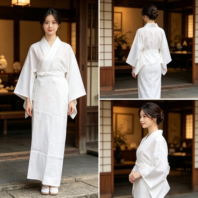 Kimono Yukata Cotton - ซับในชุดกิโมโน, ชุดชั้นในอเนกประสงค์, ชุดยูกาตะสไตล์ญี่ปุ่น, ชุดชั้นในสีขาว, ชุดถ่ายภาพธีมภาพถ่าย, เครื่องแต่งกาย