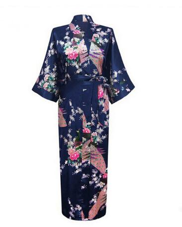 Kimono Yukata Cotton - 2021 เซ็กซี่เจ้าสาวเพื่อนเจ้าสาวงานแต่งงาน Dressing ผู้หญิงญี่ปุ่นชุดกิโมโนนกยูงพิมพ์ซาตินผ้าไหม Yukata ชุดว่ายน้ํา
