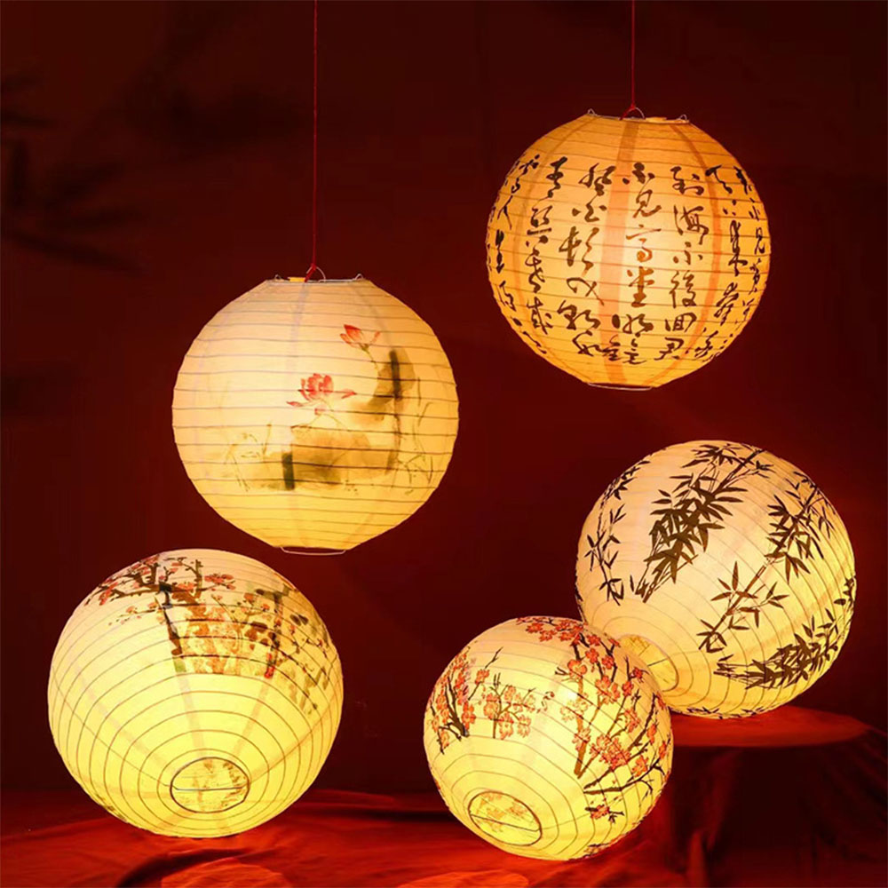 Japanese Lantern Paper - โคมไฟกระดาษสไตล์โอเรียนทัลแบบ DIY แพ็คใหญ่ ของตกแต่งงานปาร์ตี้ธีมเอเชียแบบดั้งเดิม สำหรับคริสต์มาส ปีใหม่