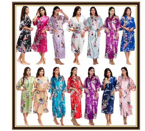 Kimono Yukata Cotton - ชุดนอนกิโมโนญี่ปุ่นแบบหลวมๆ แขนครึ่งแขน ผ้าซาตินไหม ลายยูคาตะ ชุดคลุมอาบน้ำ ชุดเดรสยาวสำหรับผู้หญิง