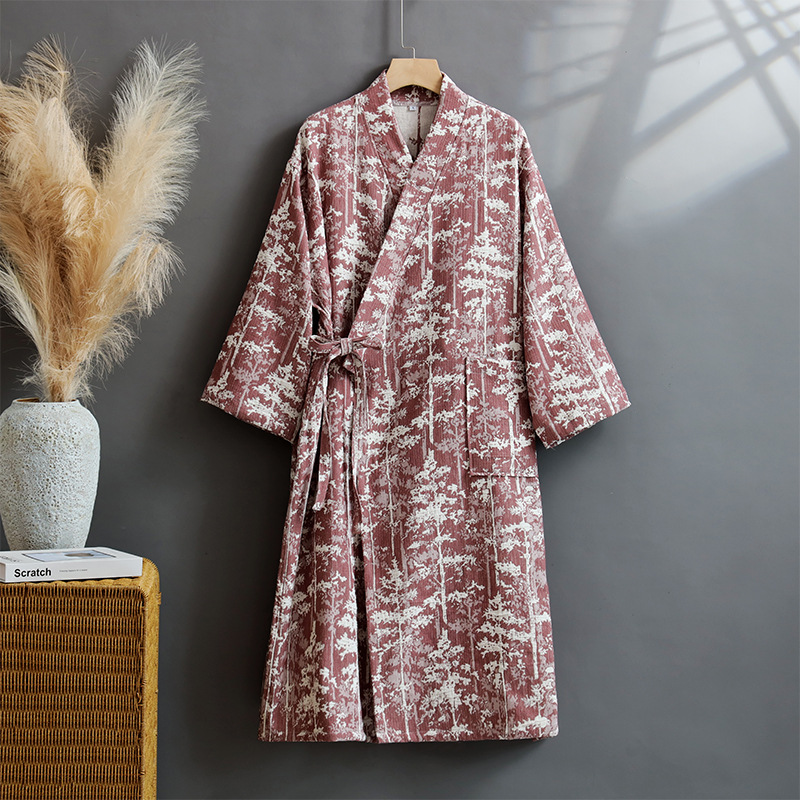 Kimono Yukata Cotton - ชุดยูกาตะกิโมโนผ้าฝ้าย 100% สำหรับผู้หญิงญี่ปุ่น ระบายอากาศได้ดี เหมาะสำหรับฤดูร้อน ผ้าสองชั้นบางเบา