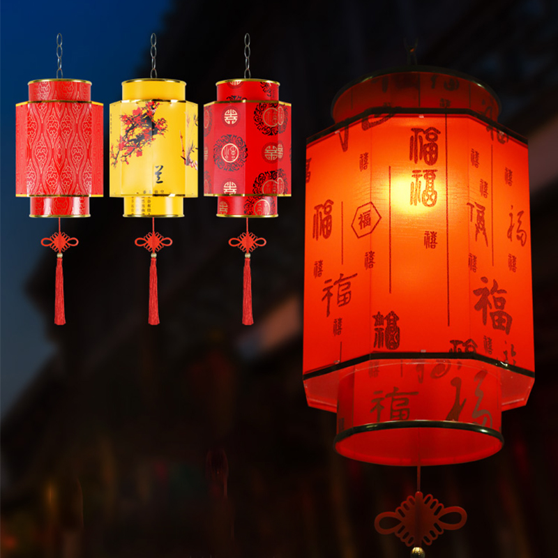 Japanese Lantern Paper - โคมไฟระย้าสีแดงโคมไฟตกแต่งเทศกาลหนังแกะโบราณพิมพ์ลายกันแดดสำหรับกลางแจ้งวัสดุแบบแมนนวล