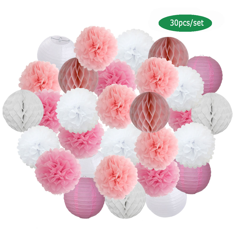 โคมกระดาษสีฟ้าขาว 30 ชิ้น/ชุด  - Japanese Lantern Paper บทวิจารณ์และราคา