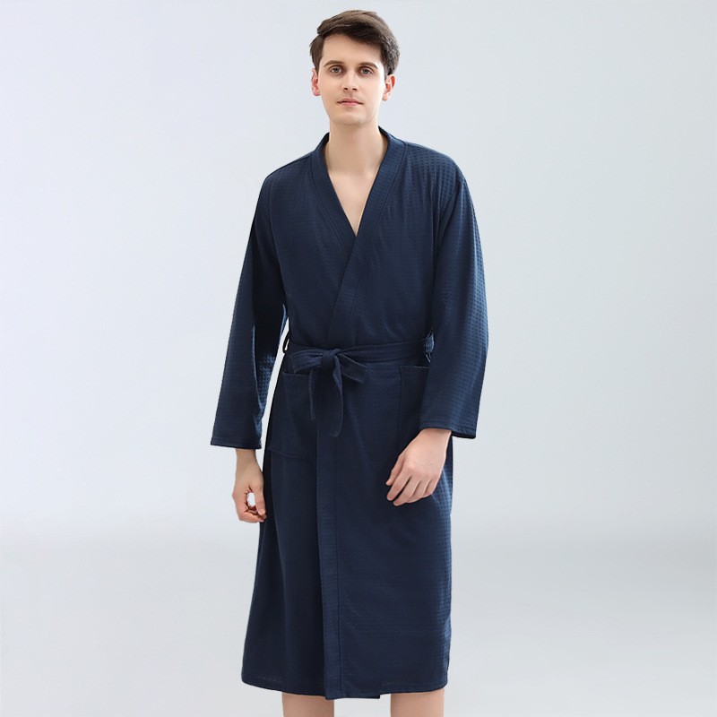 เสื้อคลุมอาบน้ำผู้ชายแบบวาฟเฟิ - Kimono Yukata Cotton บทวิจารณ์และราคา