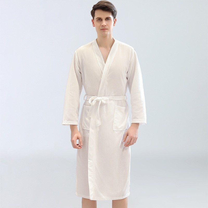 เสื้อคลุมอาบน้ำผู้ชายแบบวาฟเฟิ - Kimono Yukata Cotton บทวิจารณ์และราคา